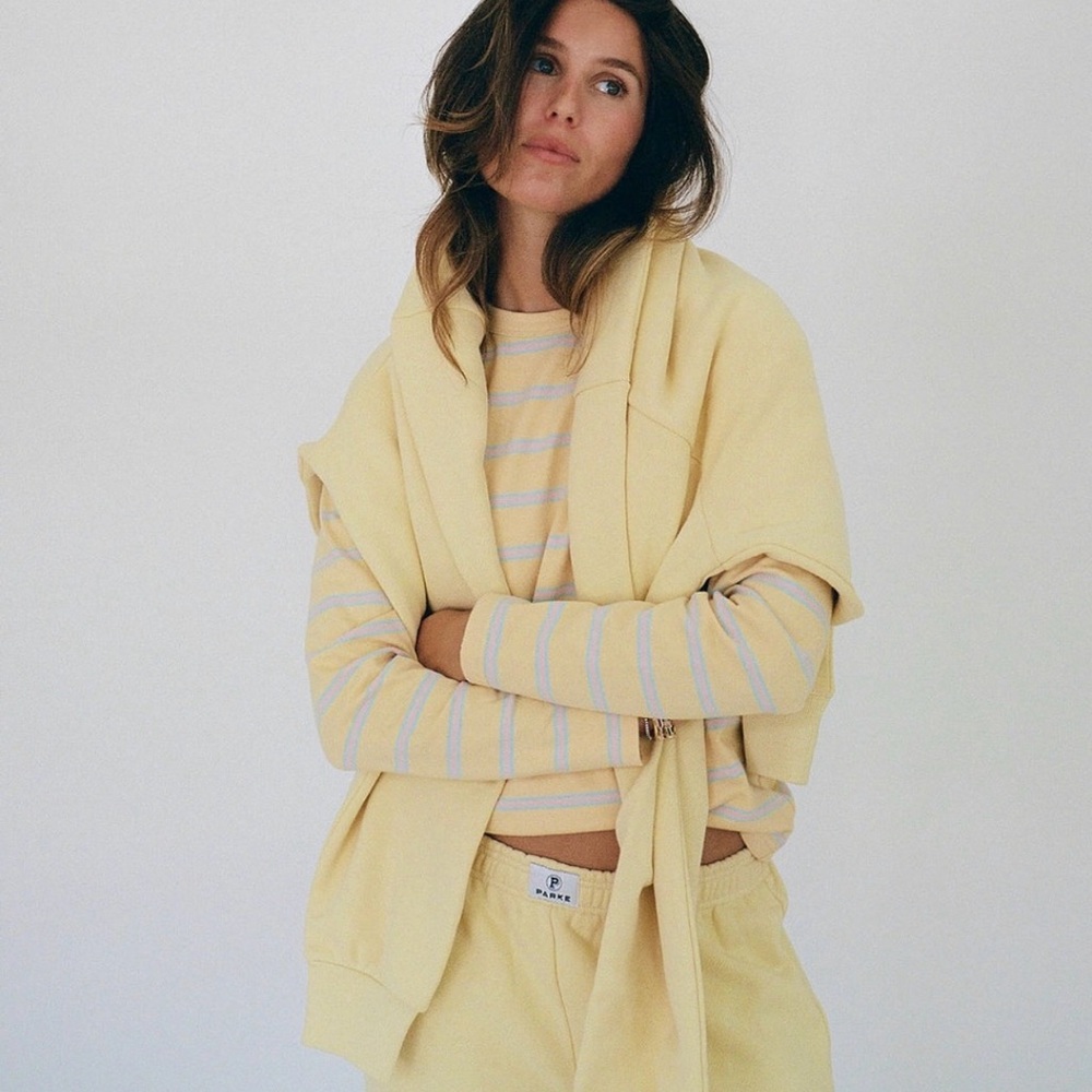 Parke Striped Long Sleeve Tee in Peel Sprinkle Something Blue